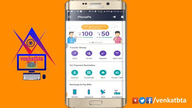 PhonePe App refer and earn Rs 100&50% cashback on 1st transaction and recharge in telugu | venkatbt смотреть онлайн