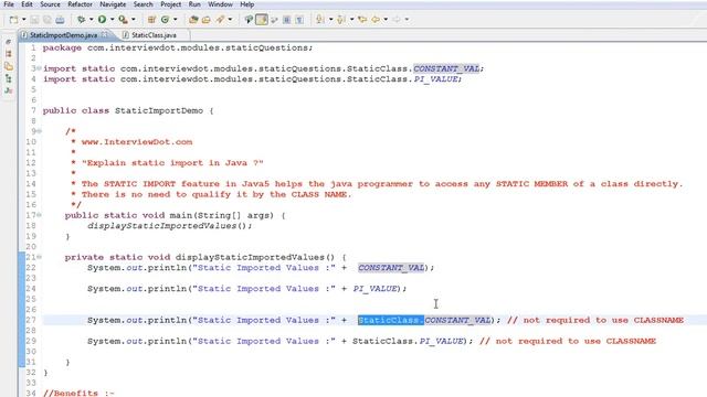 STATIC IMPORT IN JAVA DEMO смотреть онлайн