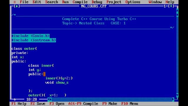Nested Classes Case - 1 || Turbo C++ Tutorial For Beginners || Turbo C++ Full Course #43 смотреть онлайн