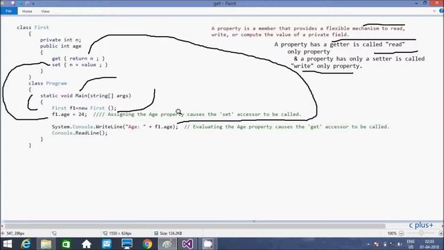 C# Property Examples (get, set) Modifier смотреть онлайн