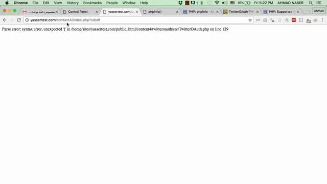 ترقية اصدار PHP وحل مشكلة unexpected '[' in TwitterOAuth.php on line 129 смотреть онлайн
