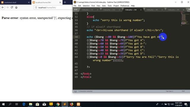 Use if elseif else and shorthand if elseif else creat marksheet in php смотреть онлайн