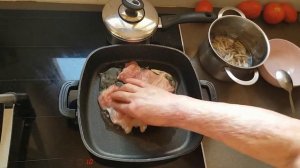 Грибы Шимиджи и курица терияки.