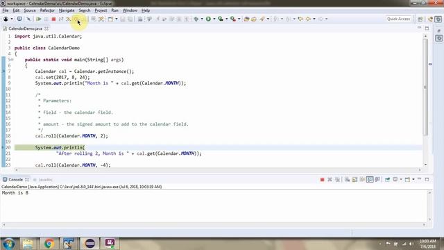 How to use roll(int field, int amount) method of Java.util.calendar class? смотреть онлайн