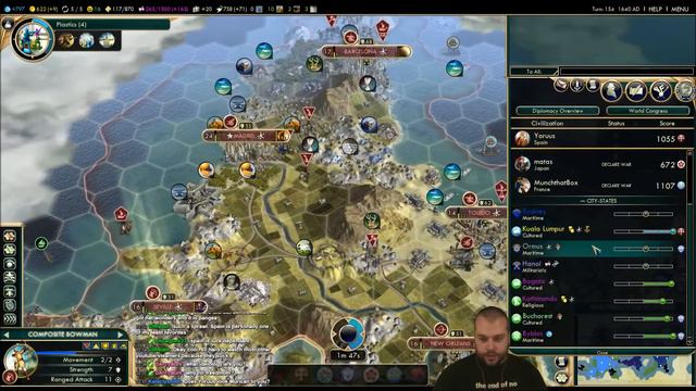 Civilization 5 Multiplayer 105: Spain [6/10] ( BNW 6 Player Free For All) Gameplay/Commentary смотреть онлайн