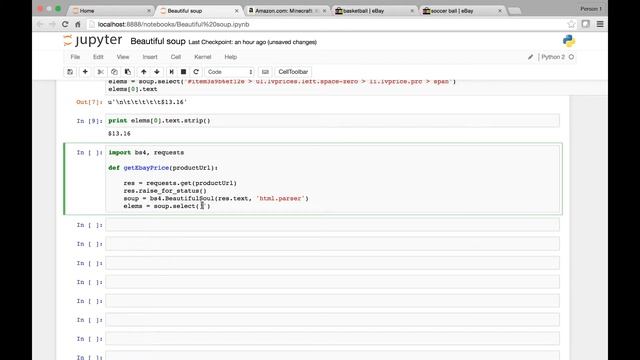 Web Scraping sample program parsing HTML with bs4 module смотреть онлайн