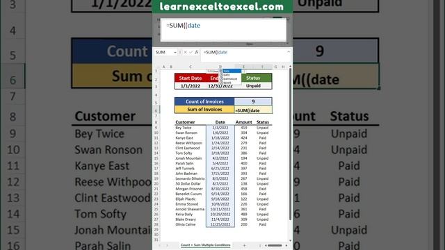 How to Count or Sum based on Multiple Criteria in Excel: Conditional SUM / Conditional COUNT Formul смотреть онлайн