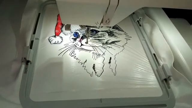Новогодний котик на вышивальной машинке janome mc 500 смотреть онлайн
