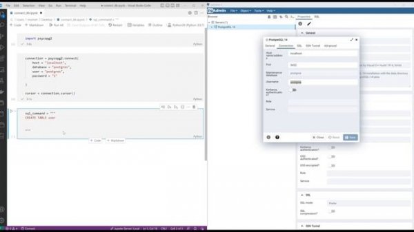 How to create a table in pgAdmin using Python