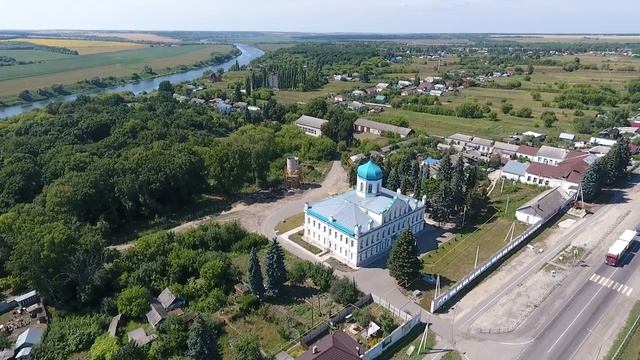 Село Конь-Колодезь, обзор с высоты птичьего полета, аэросъемка Липецкая область смотреть онлайн