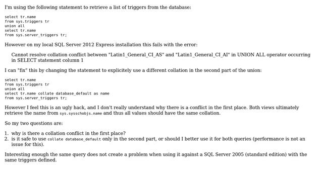 Why is there a collation conflict between system views? смотреть онлайн