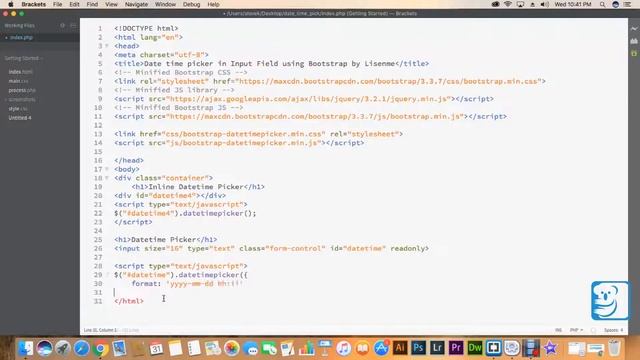 Date time picker in Input Field using Bootstrap смотреть онлайн
