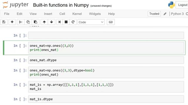 full,ones,zeros,empty,eye builtin functions in Numpy: Lesson 3: Urdu Hindi смотреть онлайн