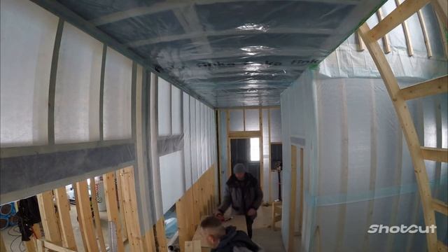 Каркасный дом. Работы по утеплению, звукоизоляции,монтажу пленок и обрешётки. смотреть онлайн