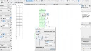 Archicad. Лестница со ступенями в повороте