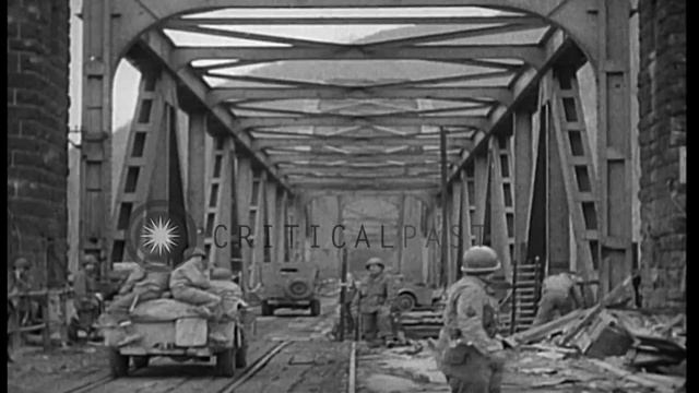 US troops capture and defend the Ludendorff Bridge over the Rhine River in Remag...HD Stock Footag смотреть онлайн