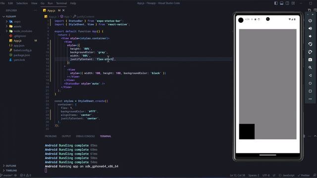 React Native - Flexbox (flex-start & flex-end) смотреть онлайн