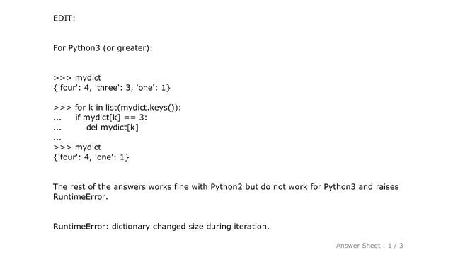 PYTHON : How to delete items from a dictionary while iterating over it? смотреть онлайн