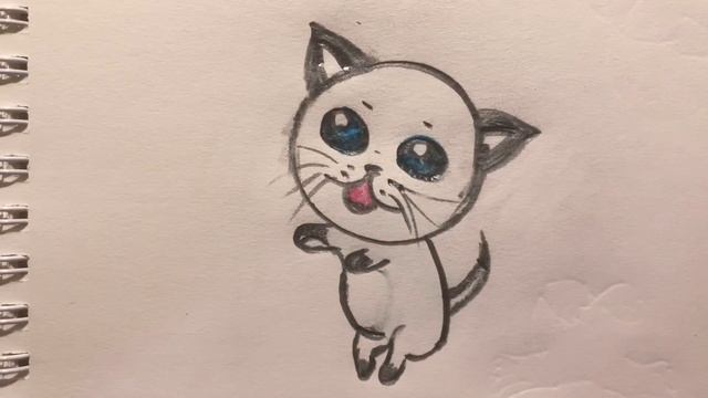Как нарисовать милого котика для ребёнка. How to draw a cute cat смотреть онлайн