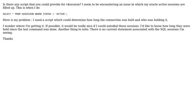 Databases: Oracle Script For Getting Long Active Sessions смотреть онлайн