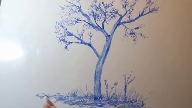 How to sketch basic tree with blue Marker смотреть онлайн