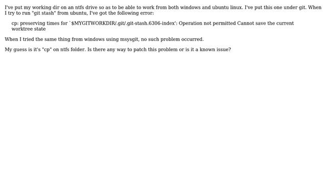 git stash running on crossplatform ntfs folder смотреть онлайн