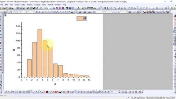 How to create a histogram plot with counts in origin