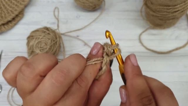 Салфетка подставка крючком из джута. Узор Ротанг. ВТО изделий из джута смотреть онлайн