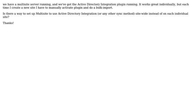 Wordpress: Trying to create site-wide Active Directory sync with Multisite смотреть онлайн