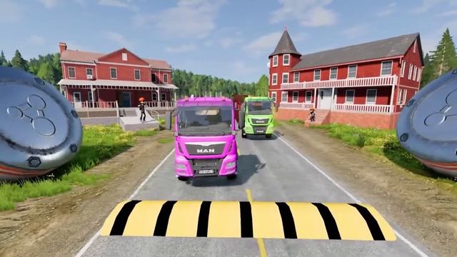 DACIA, VOLSKWAGEN, FORD, BMW COLOR POLICE CARS TRANSPORTING WITH TRUCKS - BeamNG.drive смотреть онлайн