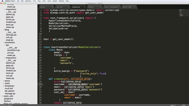 Blog API with Django Rest Framework 26 of 33 - ModelSerializer Create Method смотреть онлайн