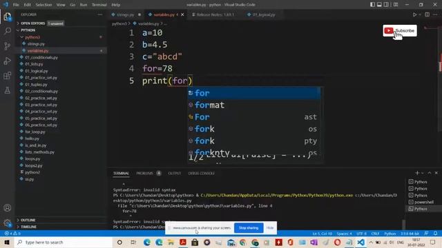 Python course for beginners | Variables and datatypes in python | Chameleon Shades | смотреть онлайн