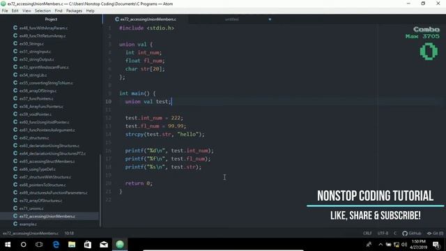 Accessing Union Members Easiest Way To Learn C With Atom Editor In Windows 10 #74 - Easy Guide смотреть онлайн