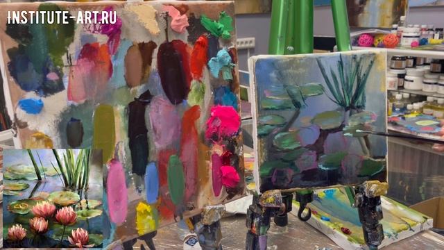 Научиться рисовать кувшинки / видео-урок / живопись маслом / Карина Мельгуй смотреть онлайн