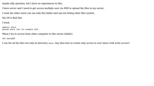 SSH - get multiple user acces to ony one folder смотреть онлайн