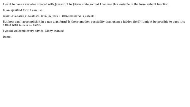 Drupal: How to pass Javascript variable with form on submit? смотреть онлайн