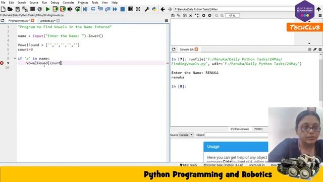 Finding Vowels in the Name using Python Programming смотреть онлайн