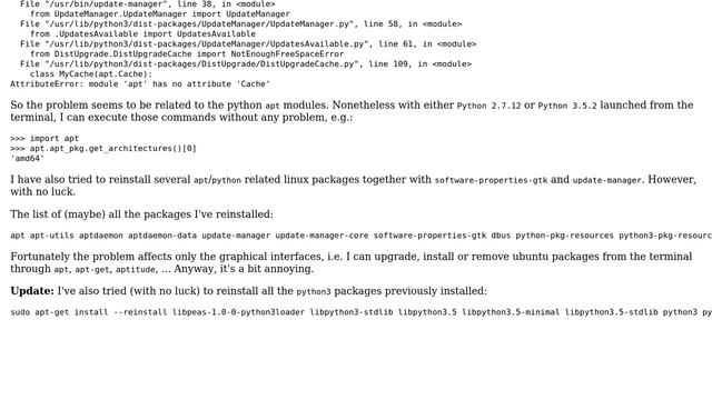 Ubuntu: software-properties-gtk crashes on Ubuntu 16.04 startup смотреть онлайн
