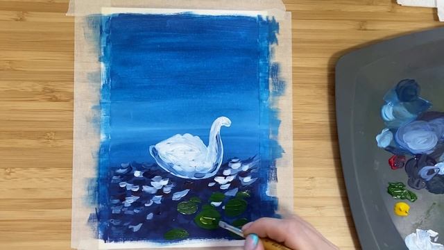 Как нарисовать лебедя гуашью • How to paint a swan ? смотреть онлайн