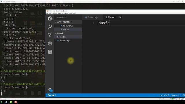 Checando mudanças em um arquivo/diretório - NodeJS - fs-watch смотреть онлайн