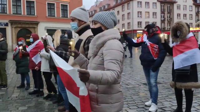 Акция солидарности с Беларусь во Вроцлаве - 10.01.2021 смотреть онлайн
