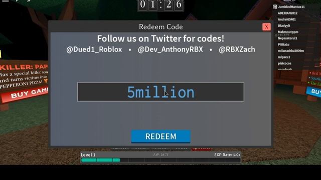 [ROBLOX] ALL SURVIVE THE KILLER CODES 2020 (WORKING) смотреть онлайн