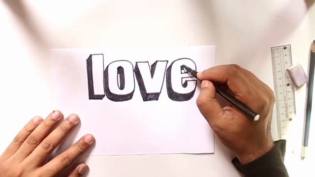 3D Word - Love Drawing ? Floating word Love Drawing Easy смотреть онлайн