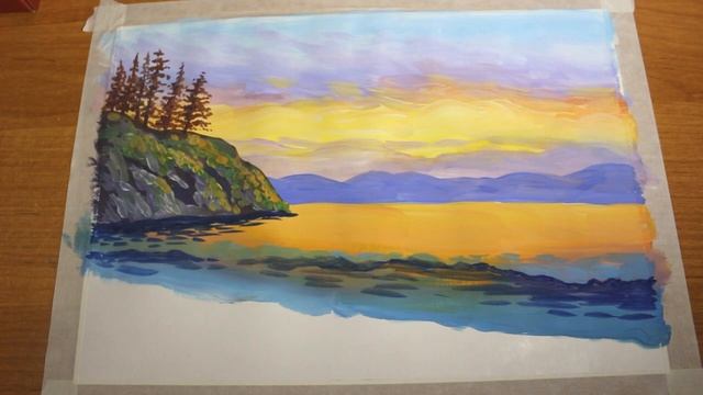 Пейзаж гуашью поэтапно/рисуем морской пейзаж смотреть онлайн