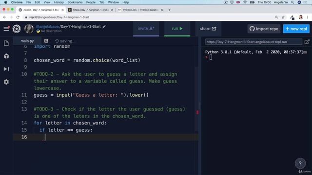 Day 7 - Hangman - 4 Challenge 1 Solution - How to Check the User's Answer смотреть онлайн
