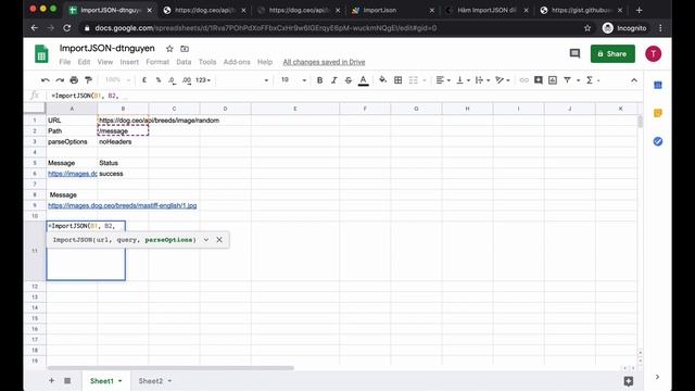 Sử dụng hàm ImportJSON trong Google Sheets смотреть онлайн