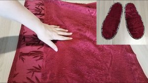 ТАПОЧКИ ИЗ СТАРОГО ПОЛОТЕНЦА! КАК СШИТЬ ТАПОЧКИ ЛЕГКО И ПРОСТО! Выкройка тапочек.