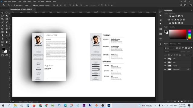 mockup for cv/Resume Design in Adobe photoshop CC 2022 Software Part2 About Everything смотреть онлайн