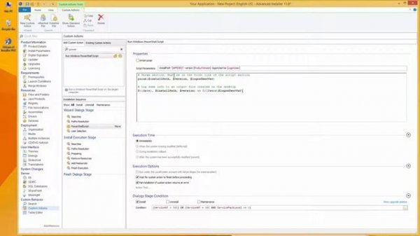 PowerShell custom action