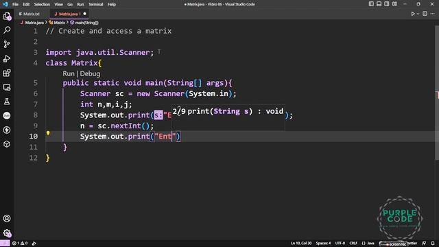 How to create and access a matrix in java || Video 06 || @PurpleCode404 #corejava смотреть онлайн